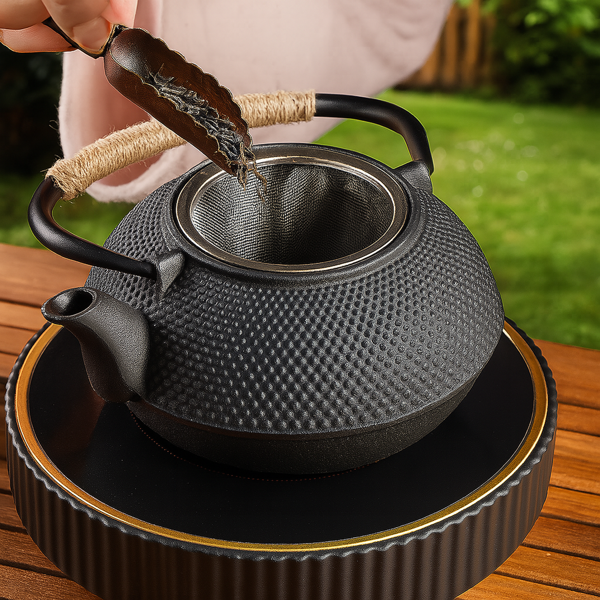 Cast Iron Kettle and 4 Cups Set