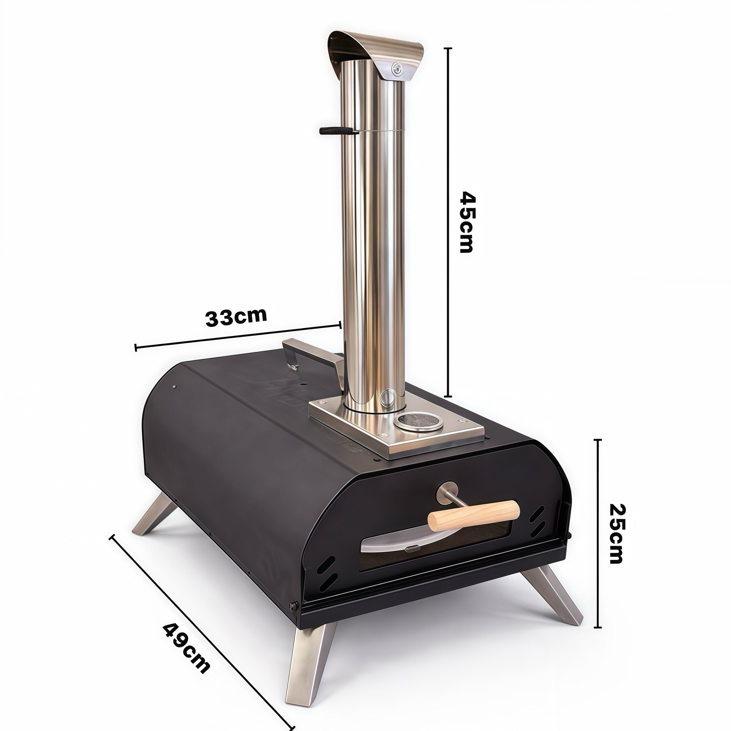 WillBBQ 12" Hand-Operated Rotating Pellet Pizza Oven