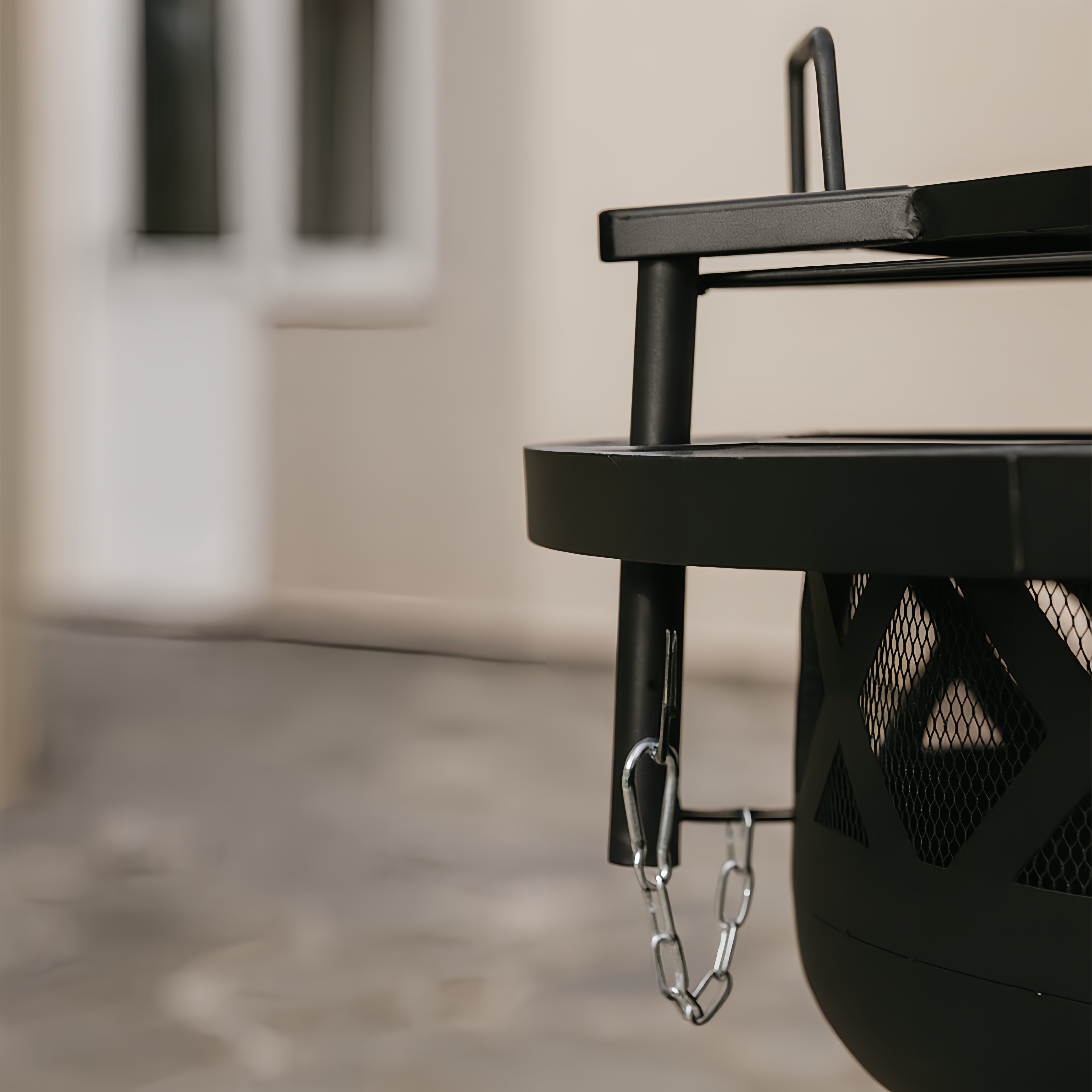 Heavy-Duty Grate Adjustable Fire Pit Table with Diamond Cutout & Table Kit