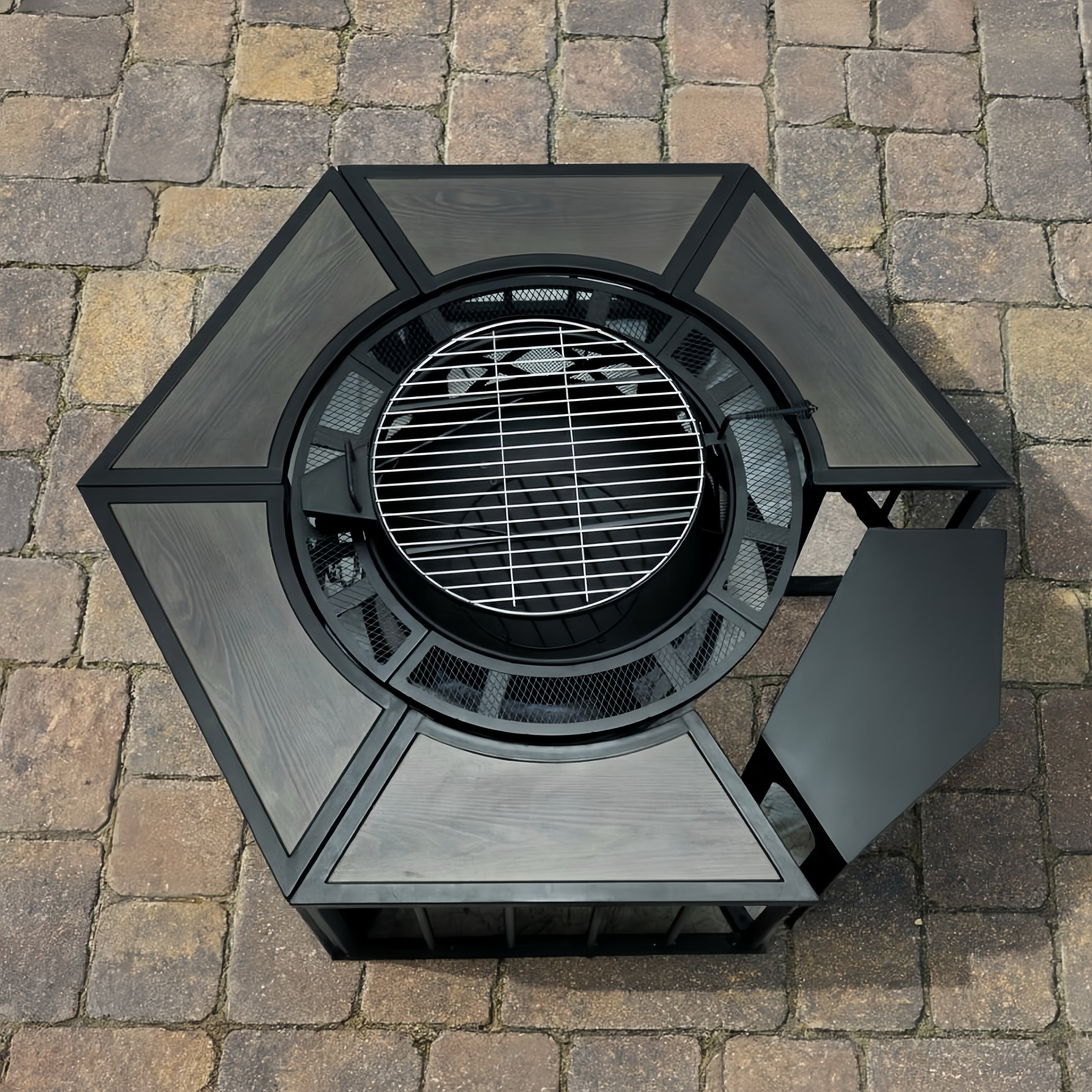 Heavy-Duty Grate Adjustable Fire Pit Table with Diamond Cutout & Table Kit
