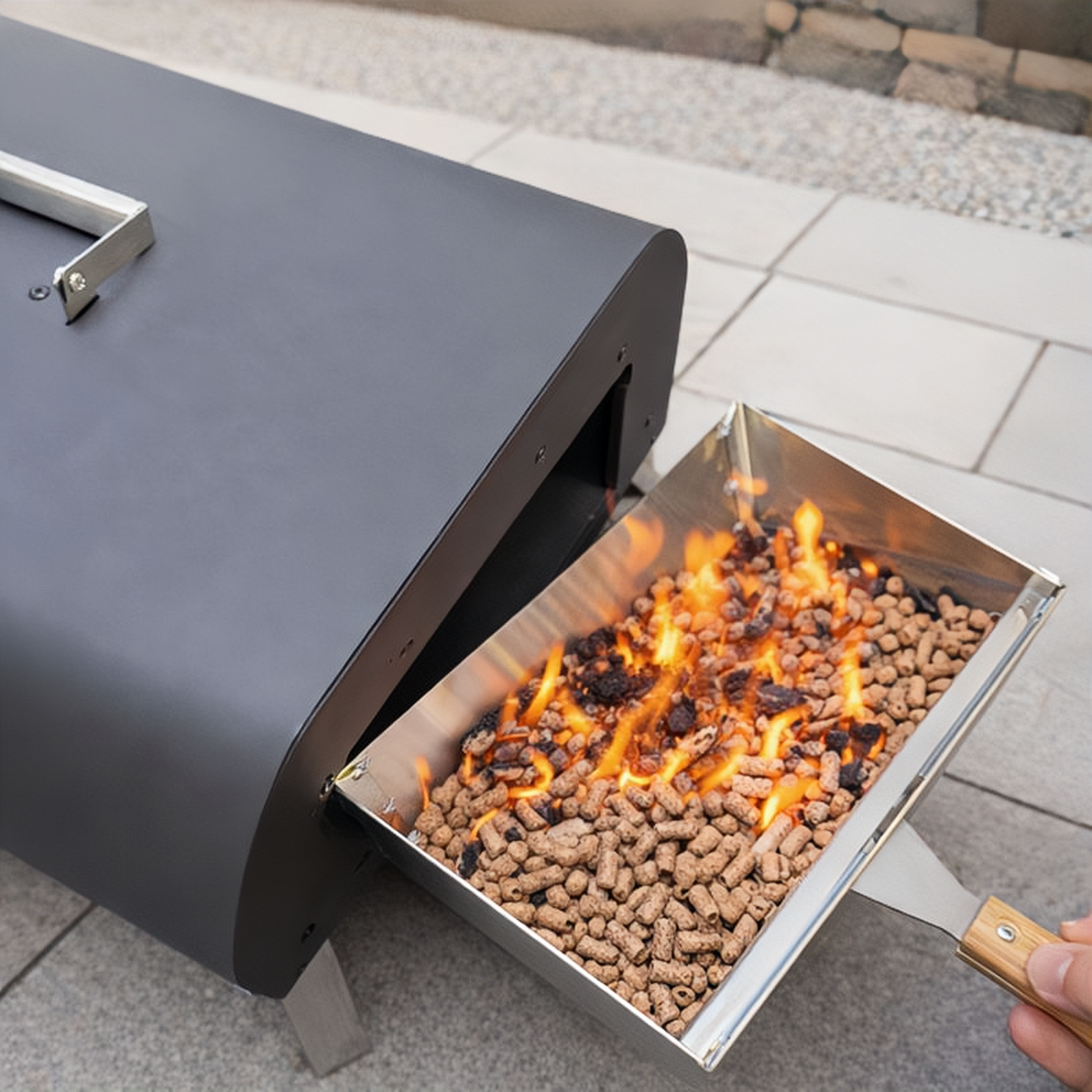 WillBBQ 12" Hand-Operated Rotating Pellet Pizza Oven