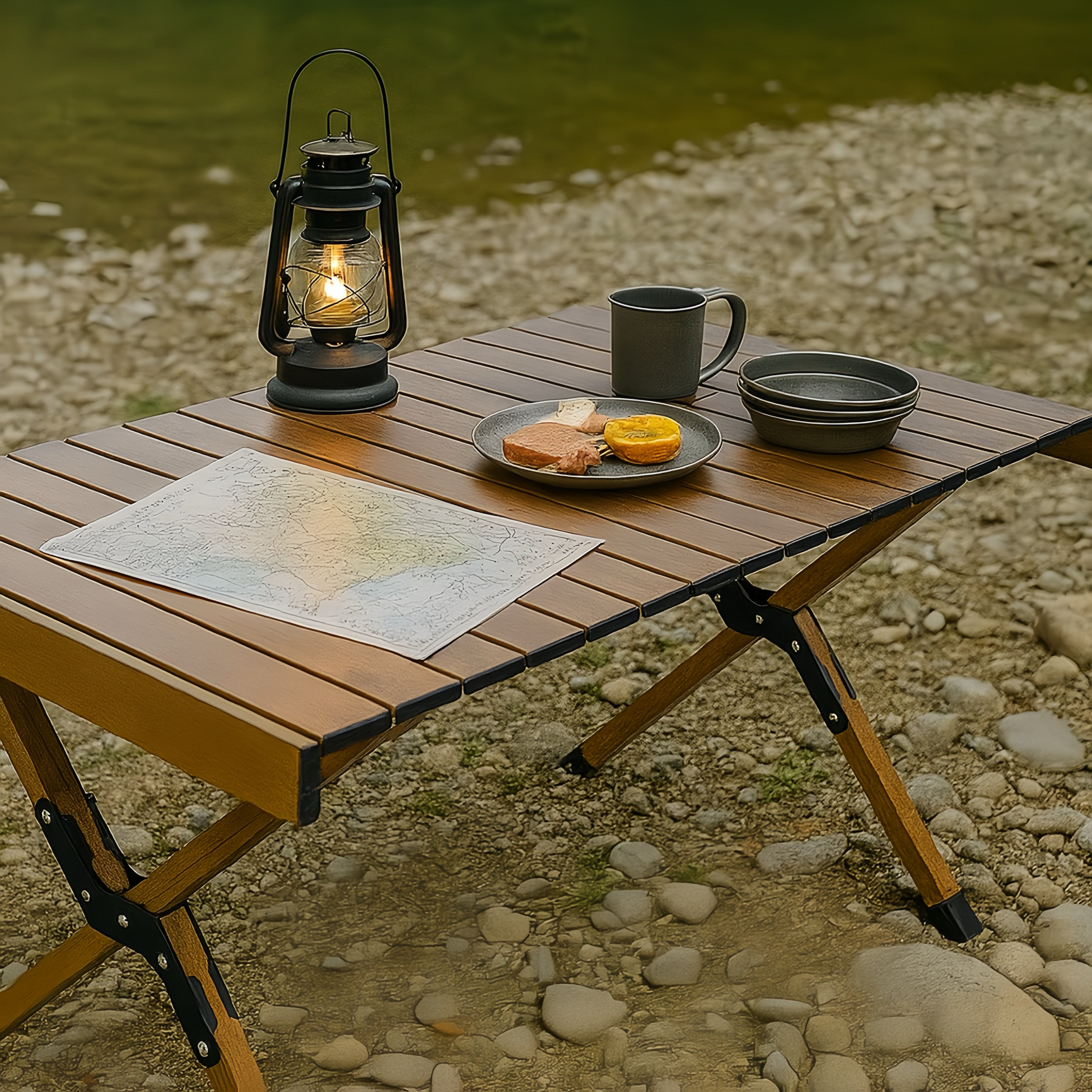 Willkon Heavy-Duty Roll-Up Camping Table with Carry Bag