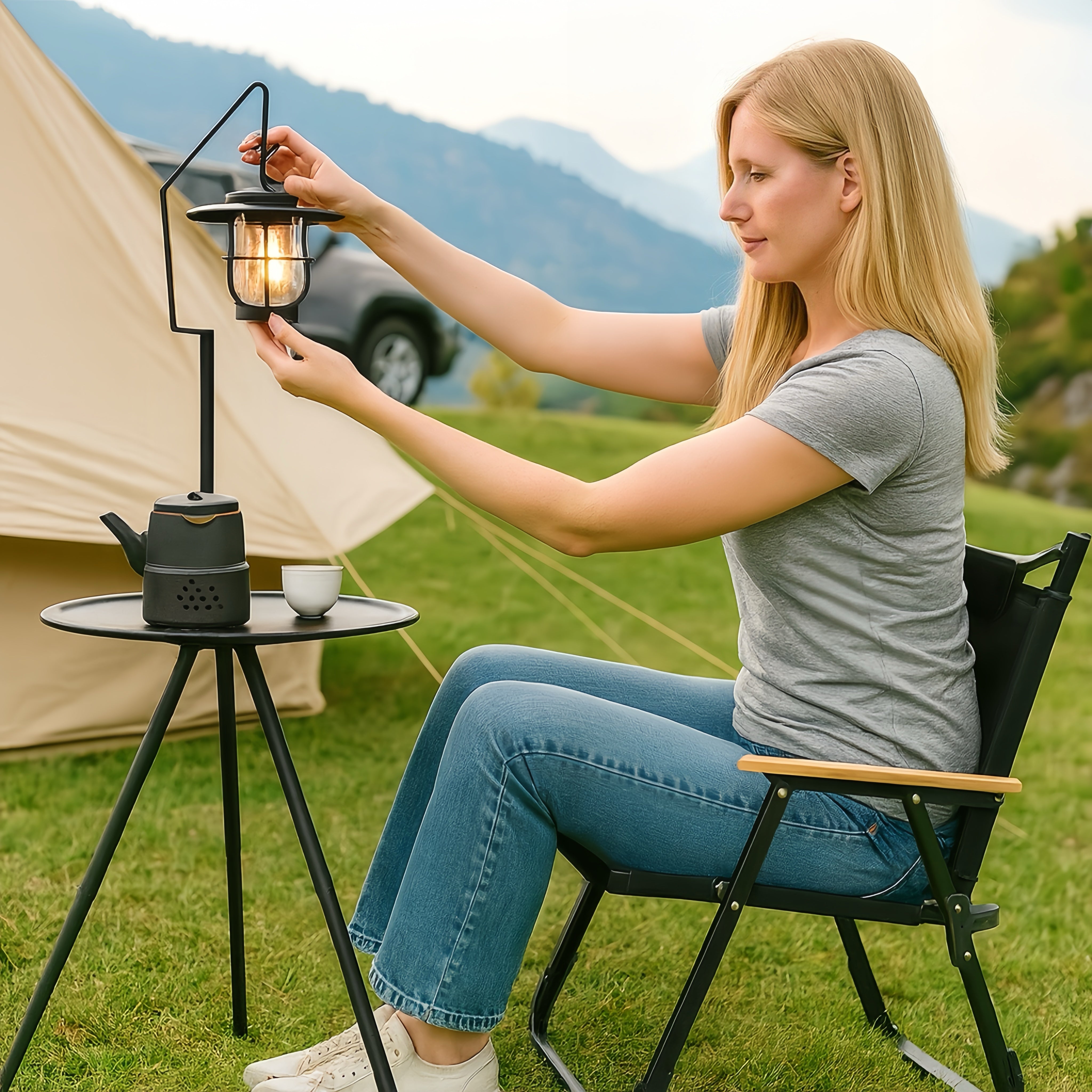 Willkon Ultra‑Light Adjustable Height Portable Camping Table