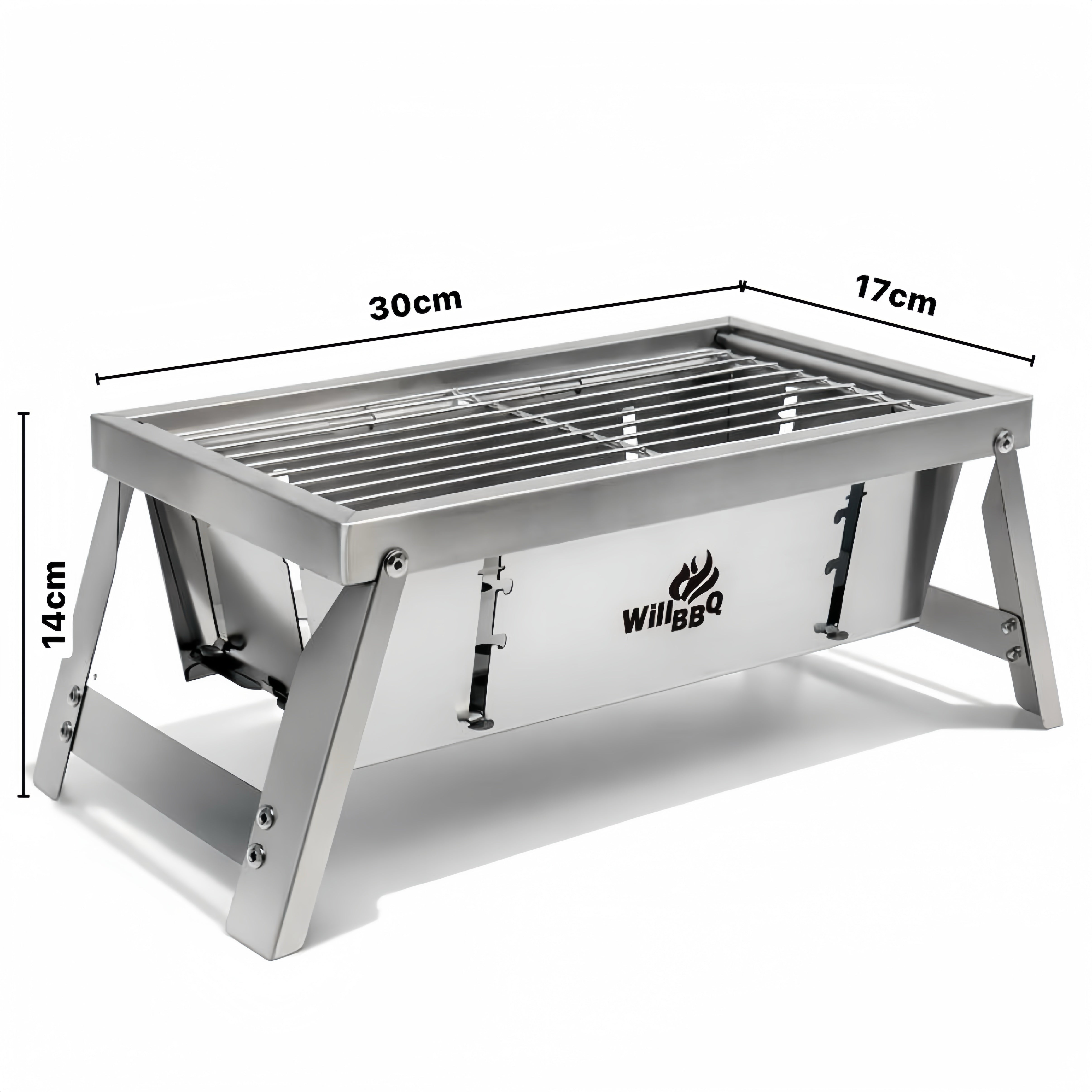 Ultra Compact Drop Open Stainless Steel Portable Grill (30cm * 17cm)