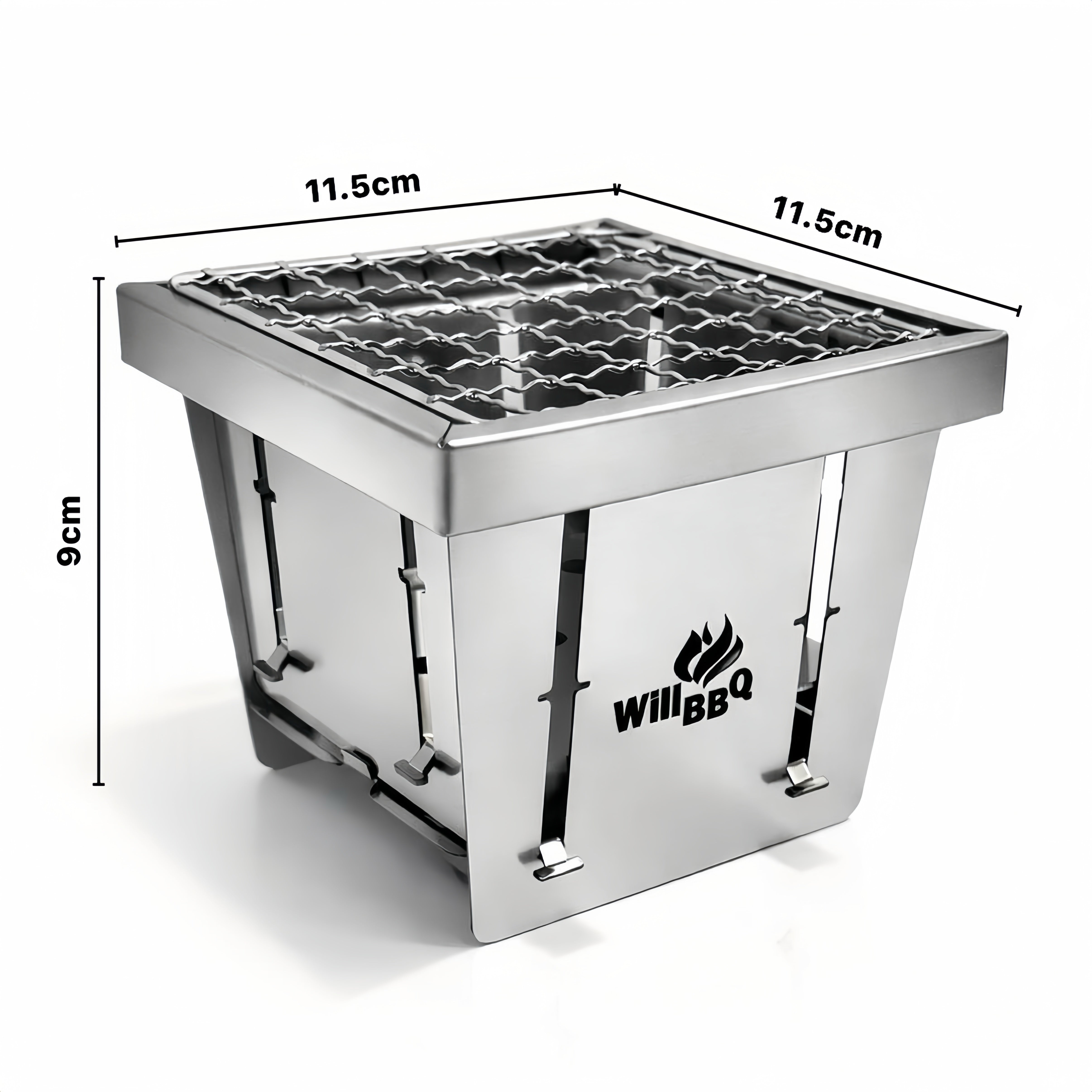 Ultra Compact Drop Open Stainless Steel Mini Grill (11.5cm * 11.5cm)