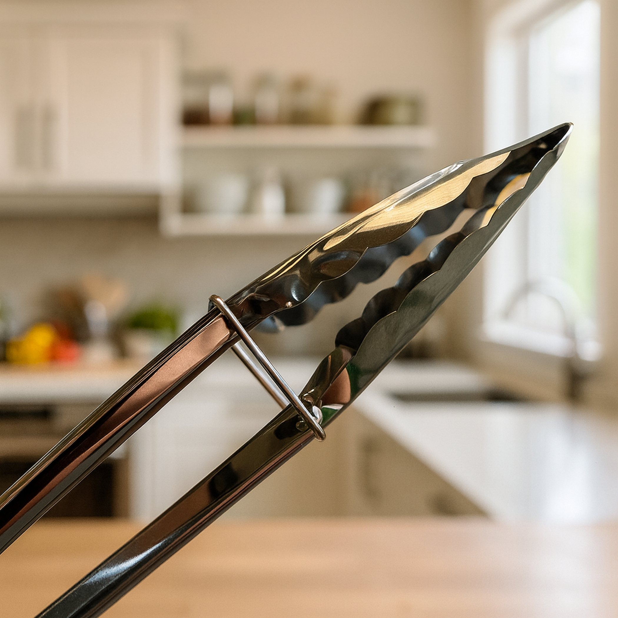Stainless Steel BBQ Food Tongs – 24 cm Serrated Locking Tongs