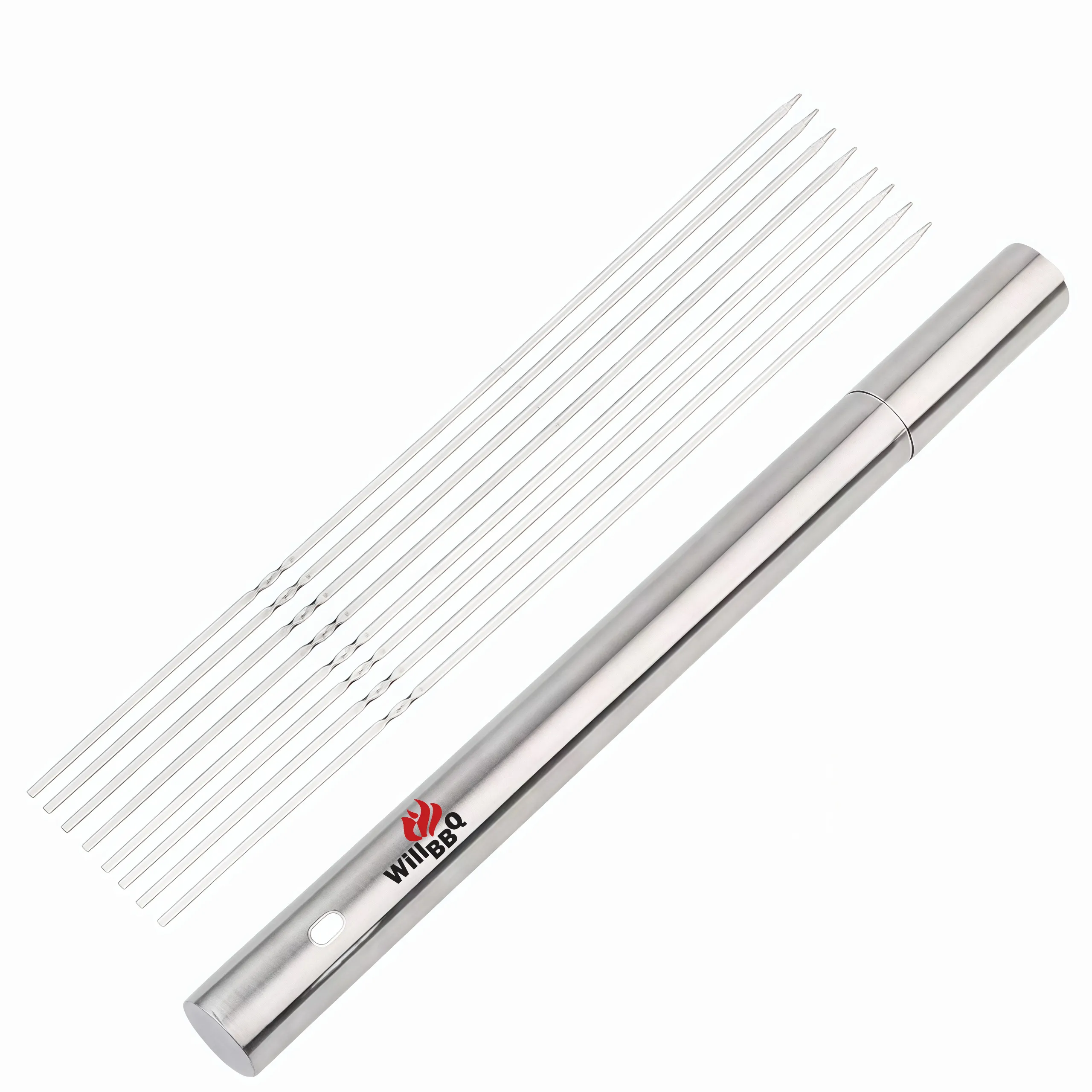 Stainless Steel Kebab Skewers 100PC Needle Skewers/30PC Flat Skewers