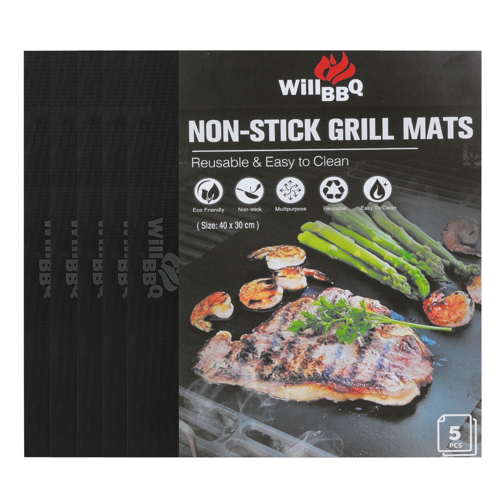 Premium Reusable 5PC Non-Stick Grill Mats
