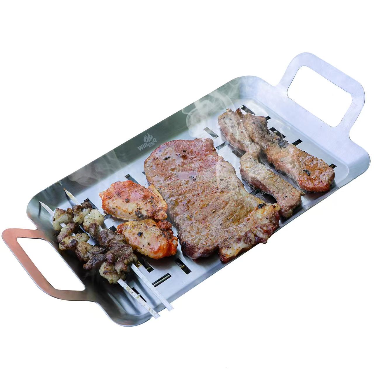 Heavy-Duty Grill Plate Topper with Handles
