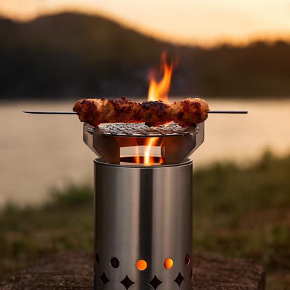 Portable Stainless Steel Fire Pit and Cook Stove