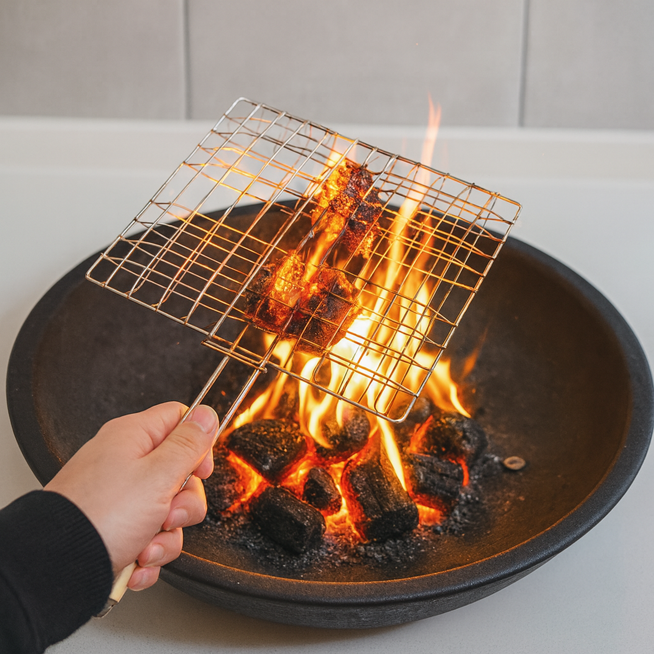 Square Grilling Basket Clip – BBQ Fish & Veggie Grill