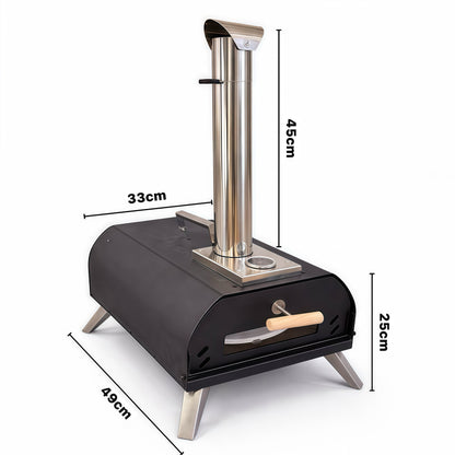 WillBBQ 12" Hand-Operated Rotating Pellet Pizza Oven