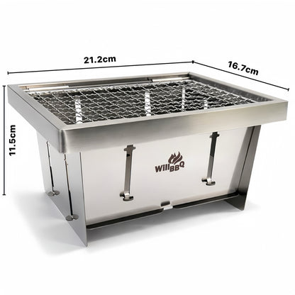 Ultra Compact Drop Open Stainless Steel Portable Grill (21.2cm * 16.7cm)