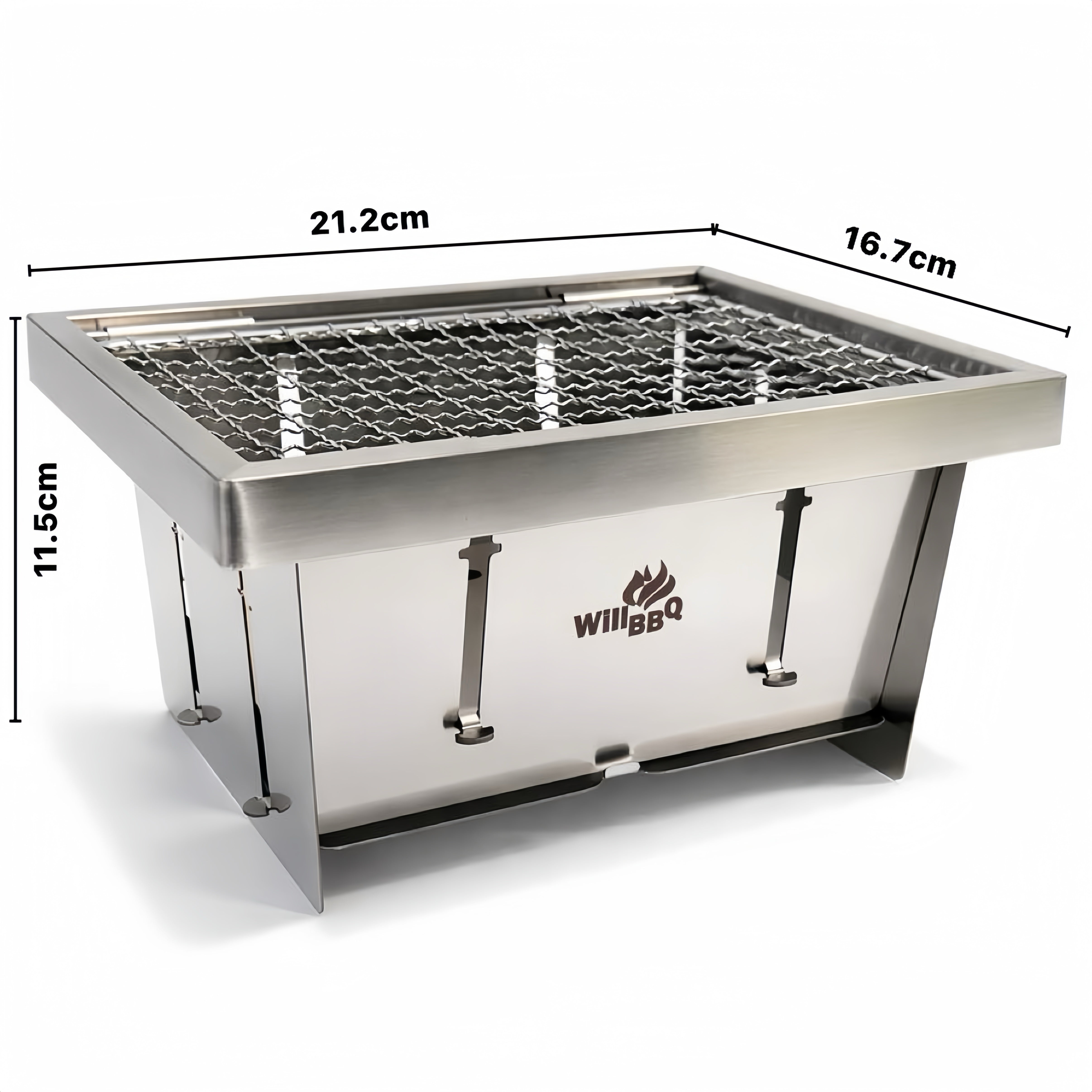 Ultra Compact Drop Open Stainless Steel Portable Grill (21.2cm * 16.7cm)