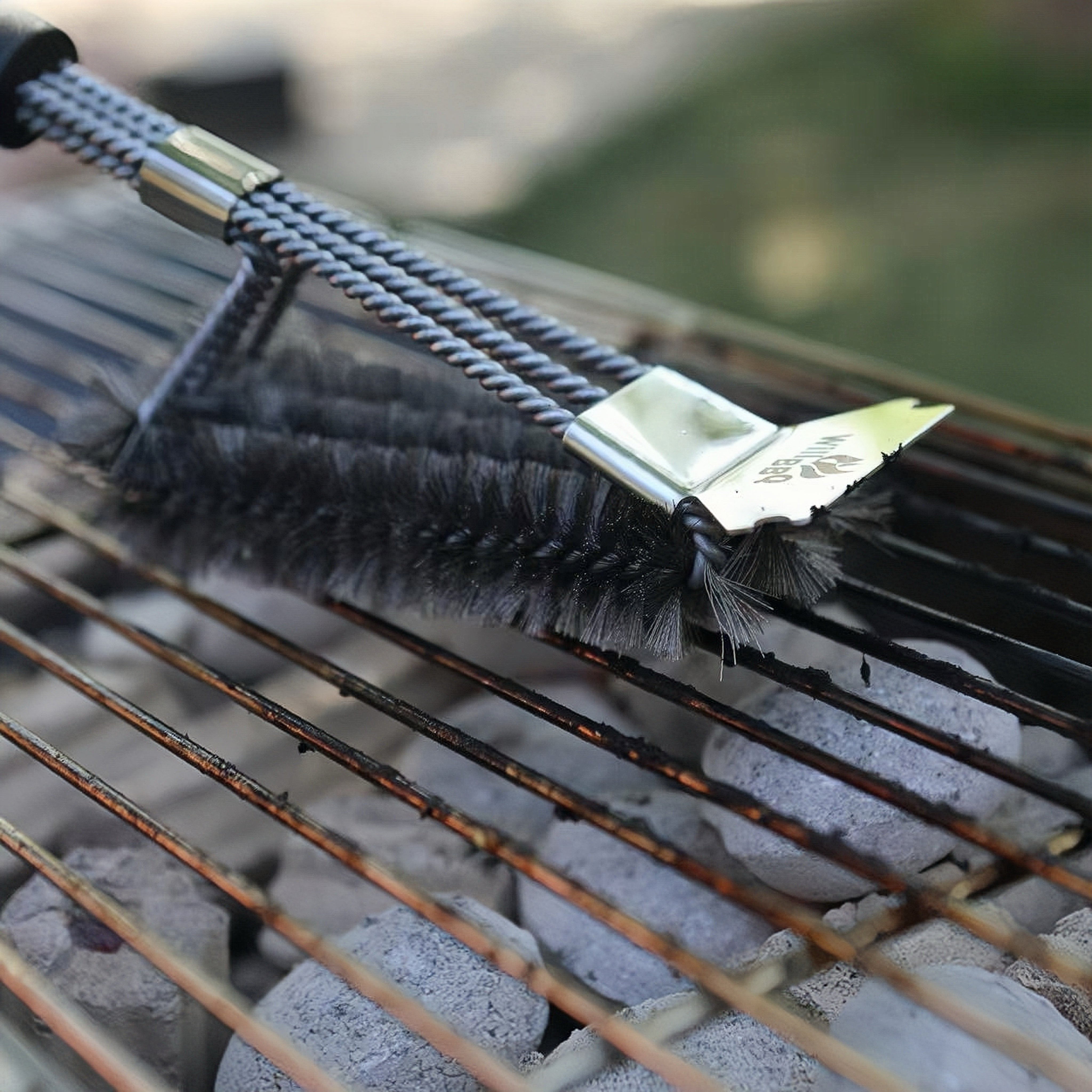 Triple Bristles Grill Cleaning Brush & Scraper