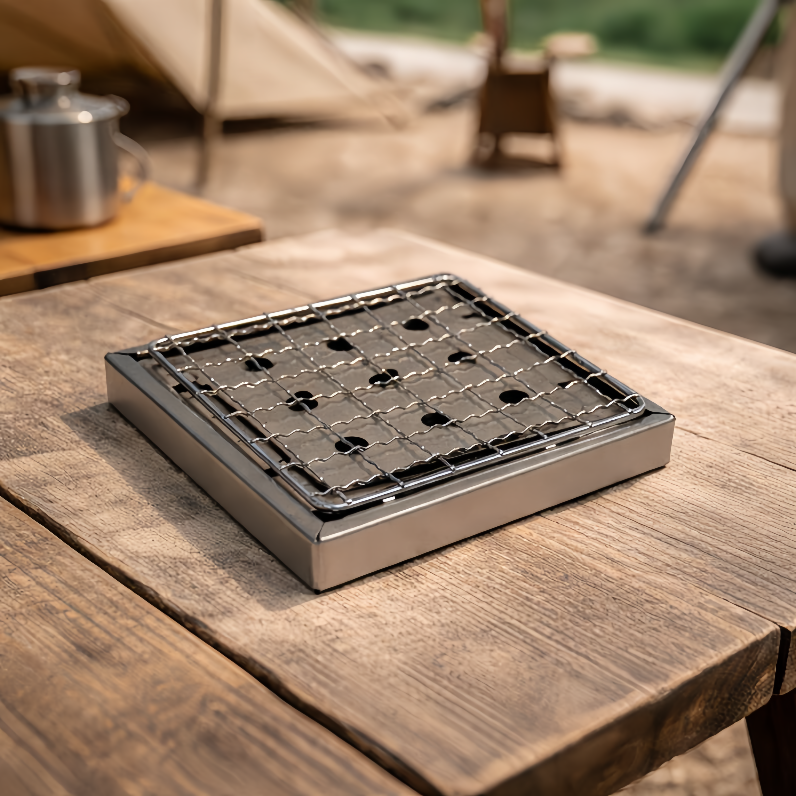 Ultra Compact Drop Open Stainless Steel Mini Grill (11.5cm * 11.5cm)