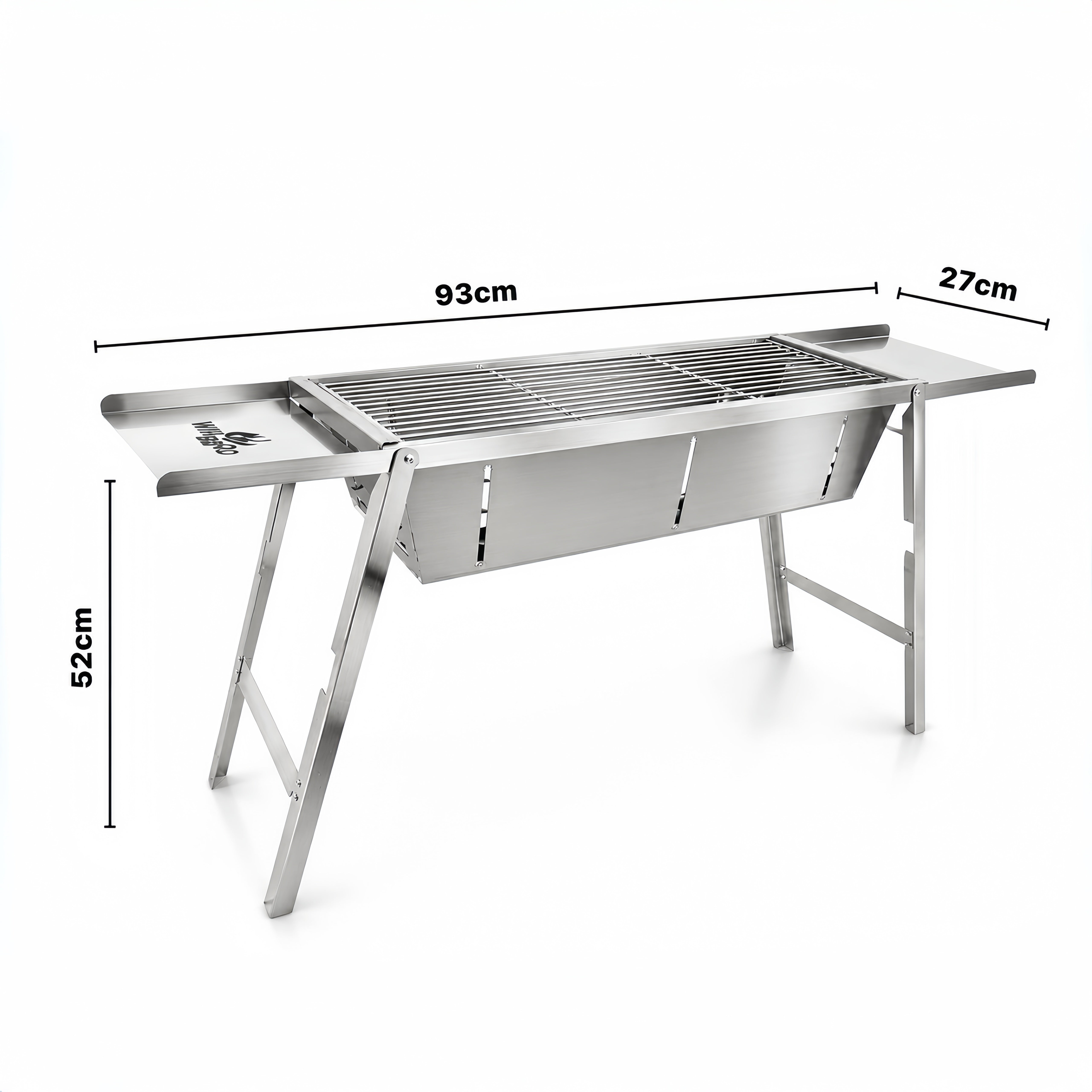 Ultra Compact Drop Open Stainless Steel Portable Grill With Folding Table (93.5cm * 26.5cm)