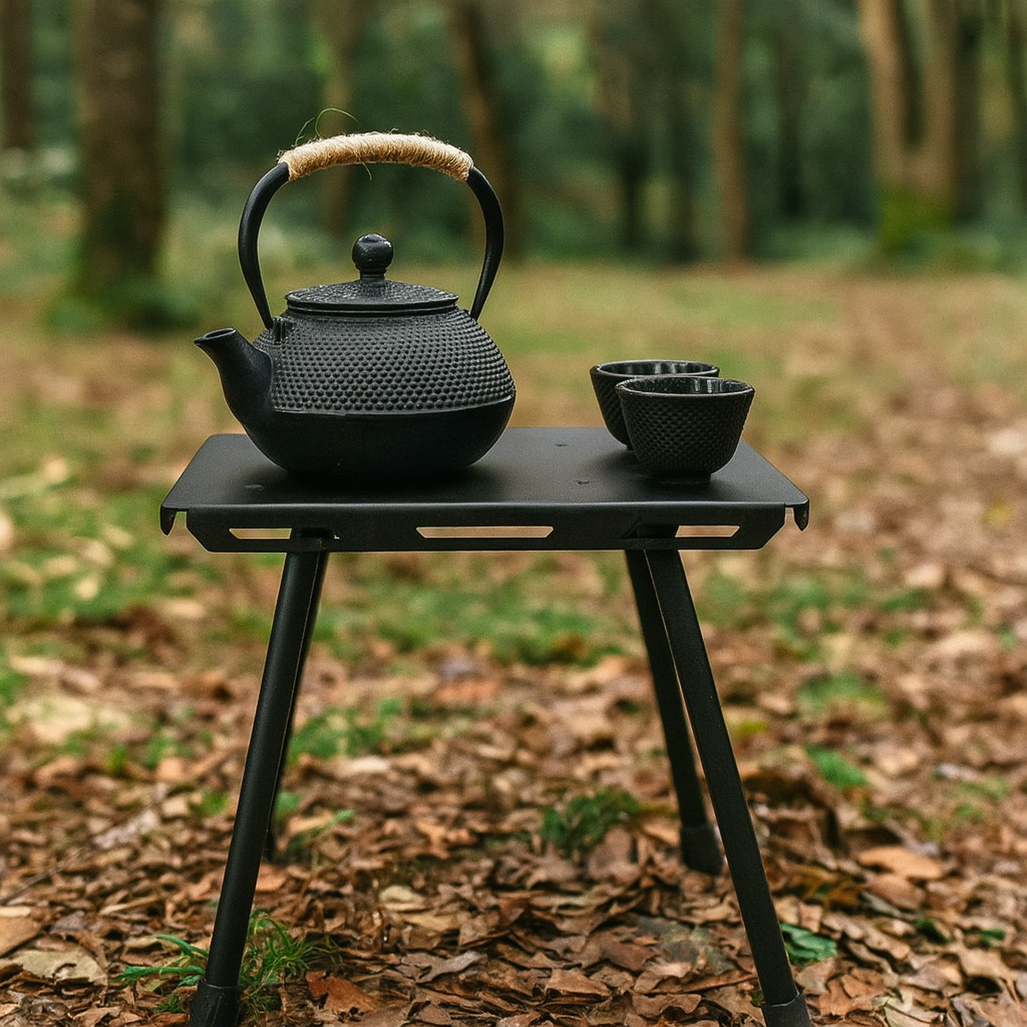 Cast Iron Kettle and 4 Cups Set