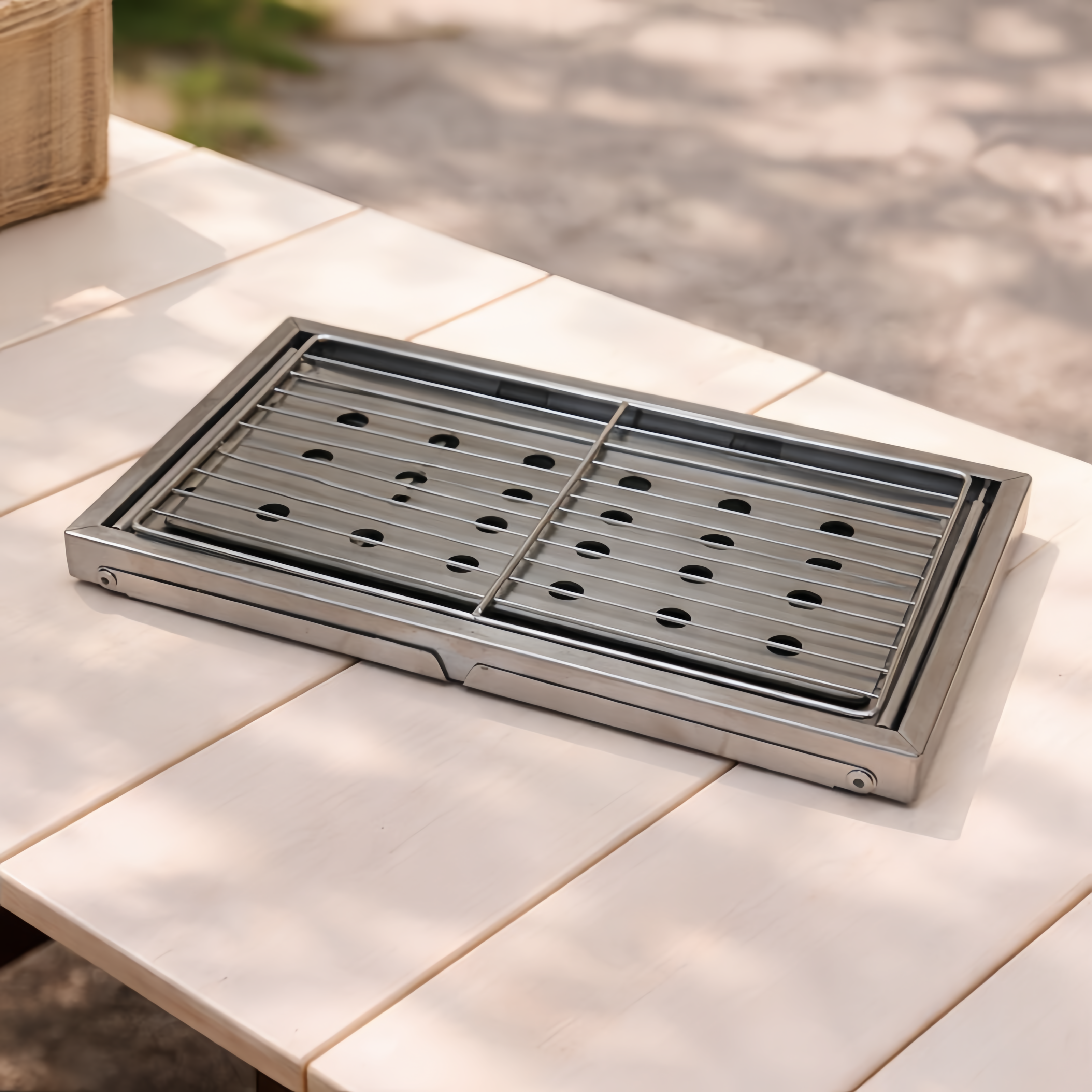 Ultra Compact Drop Open Stainless Steel Portable Grill (30cm * 17cm)