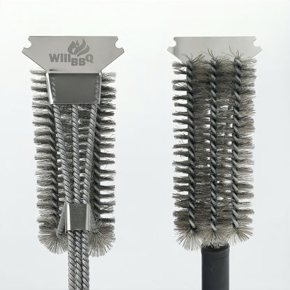 Triple Bristles Grill Cleaning Brush & Scraper