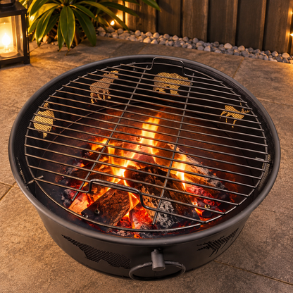 Heavy-Duty 2-in-1 Fire Pit & Grill with Spark Screen