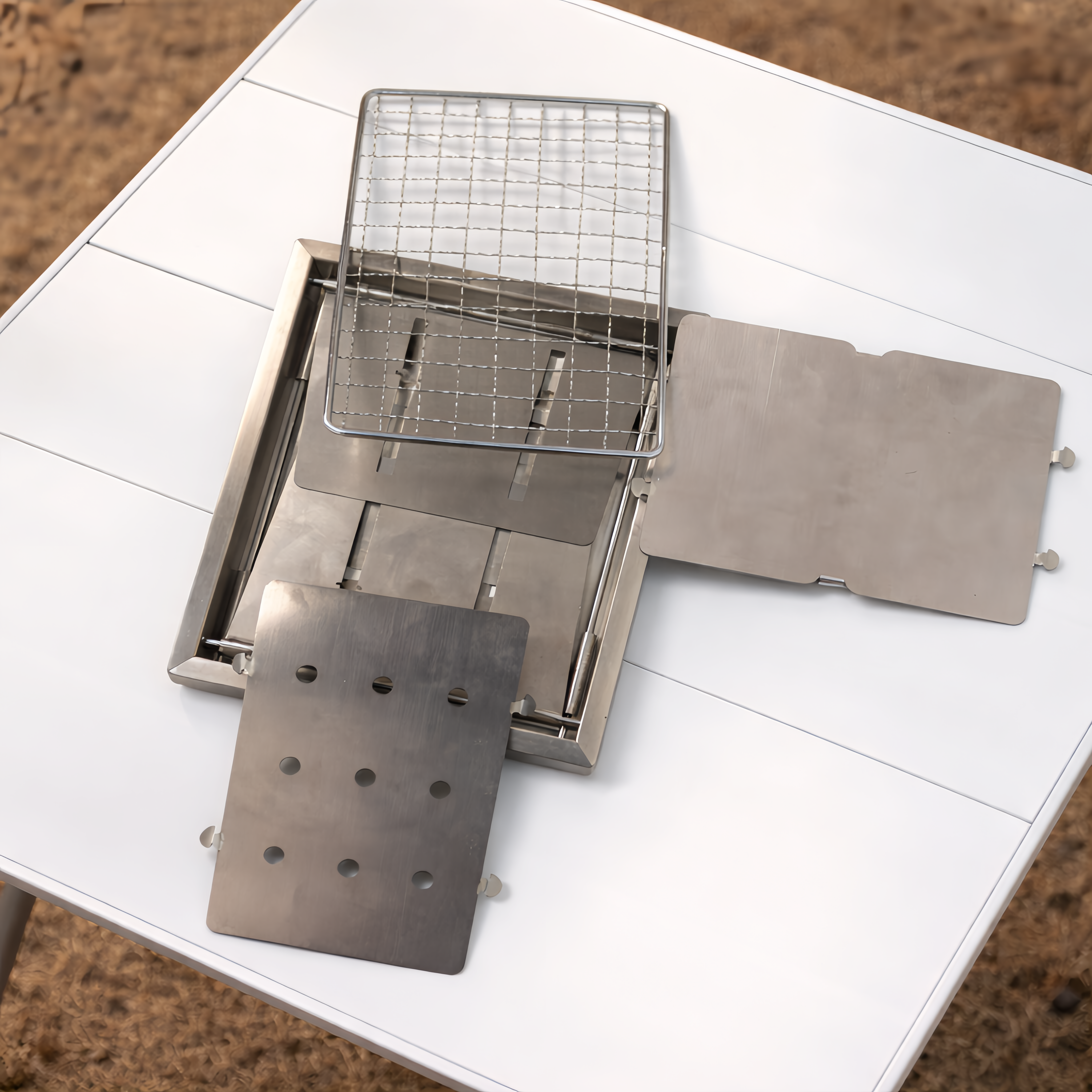 Multi-Size Ultra Compact Drop Open Stainless Steel Portable Grill