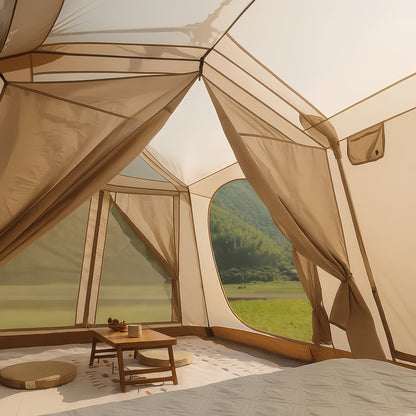 Willkon Double-Layer Oxford Fabric All-Season Cabin Tent with Ambient Lighting