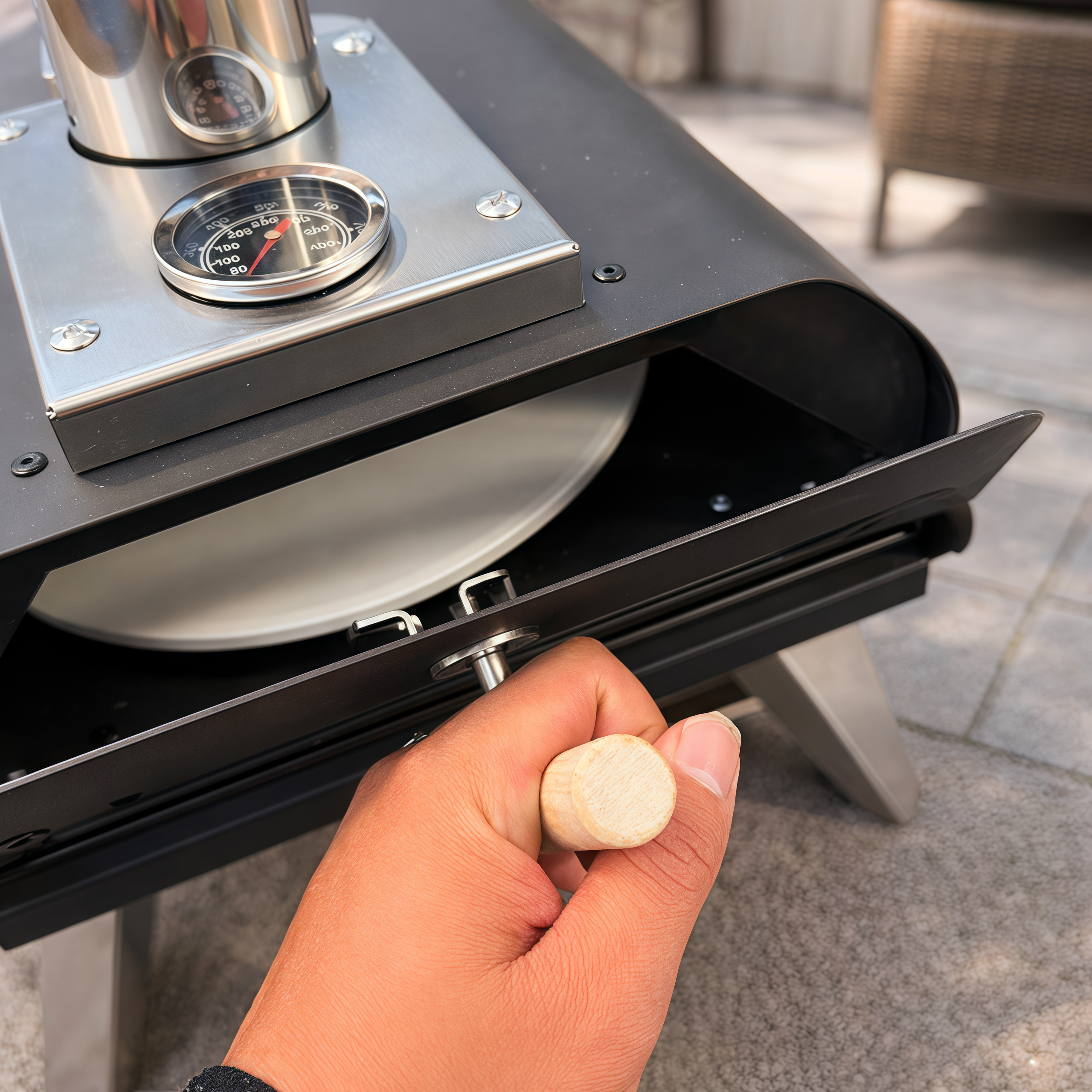 WillBBQ 12" Hand-Operated Rotating Pellet Pizza Oven