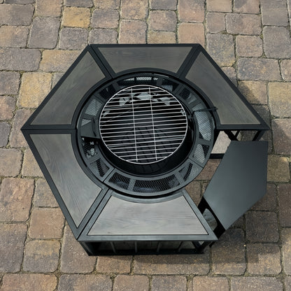 Heavy-Duty Grate Adjustable Fire Pit Table with Diamond Cutout & Table Kit