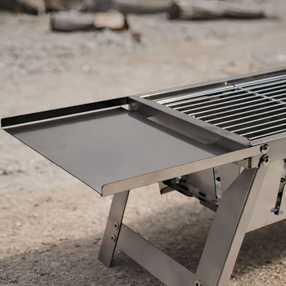 Ultra Compact Drop Open Stainless Steel Portable Grill With Folding Table (54cm * 17cm)