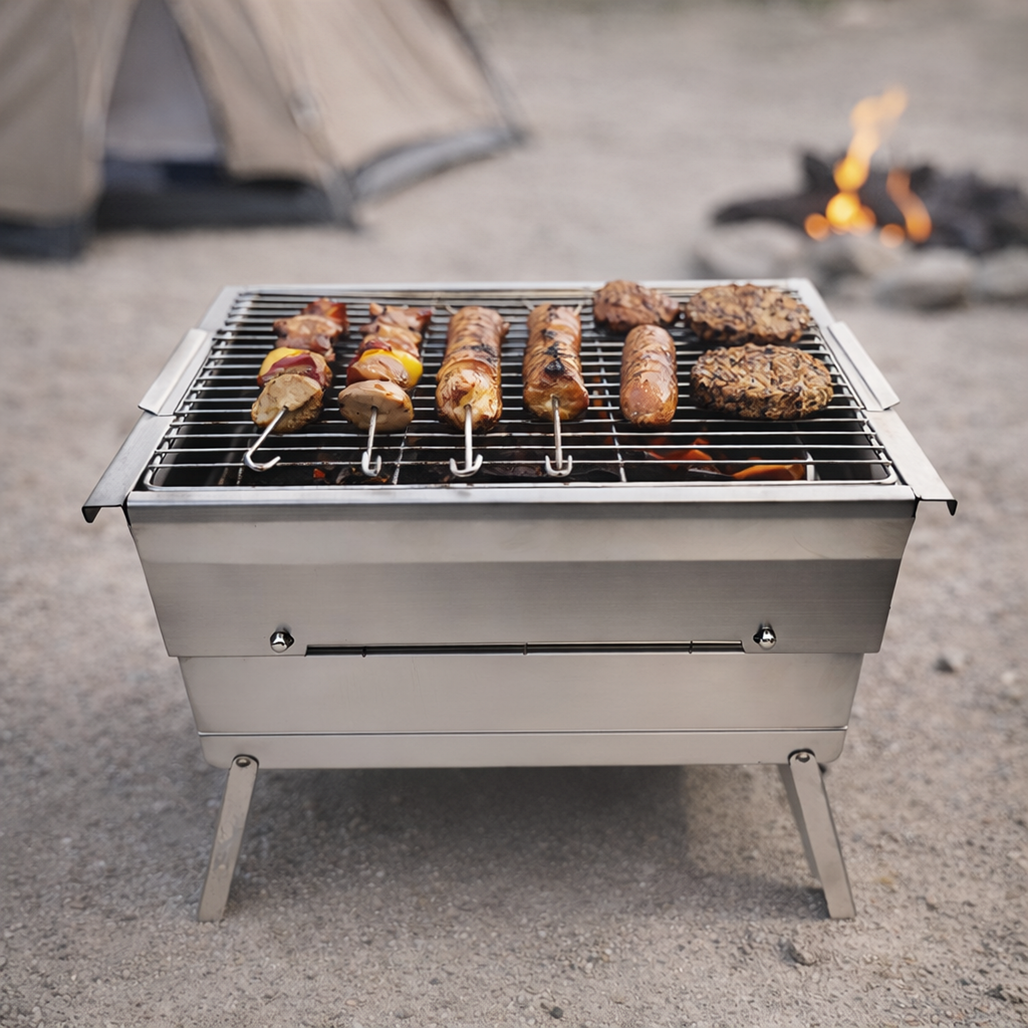 WillBBQ Exclusive Hydraulic Height Adjustable Portable Charcoal Grill