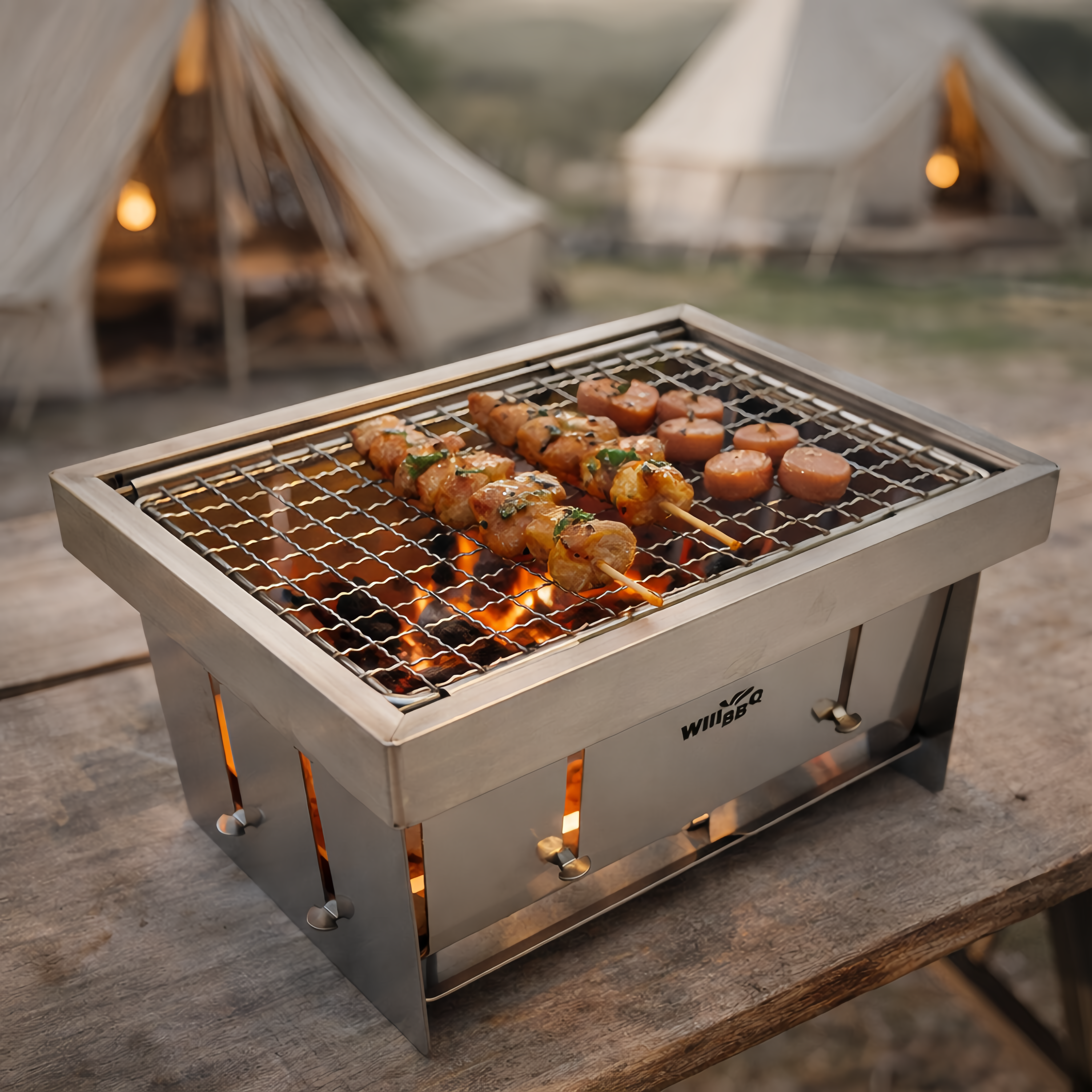 Ultra Compact Drop Open Stainless Steel Portable Grill (21.2cm * 16.7cm)