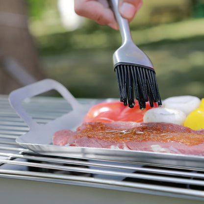 Stainless Steel Basting Brush Set with Spare Silicone Bristle Heads