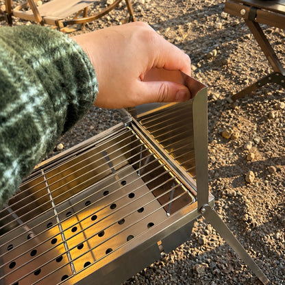 Ultra Compact Drop Open Stainless Steel Portable Grill With Folding Table (93.5cm * 26.5cm)
