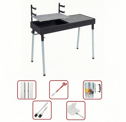 100cm  x  40cm Charcoal BBQ Grill Premium Value Bundle