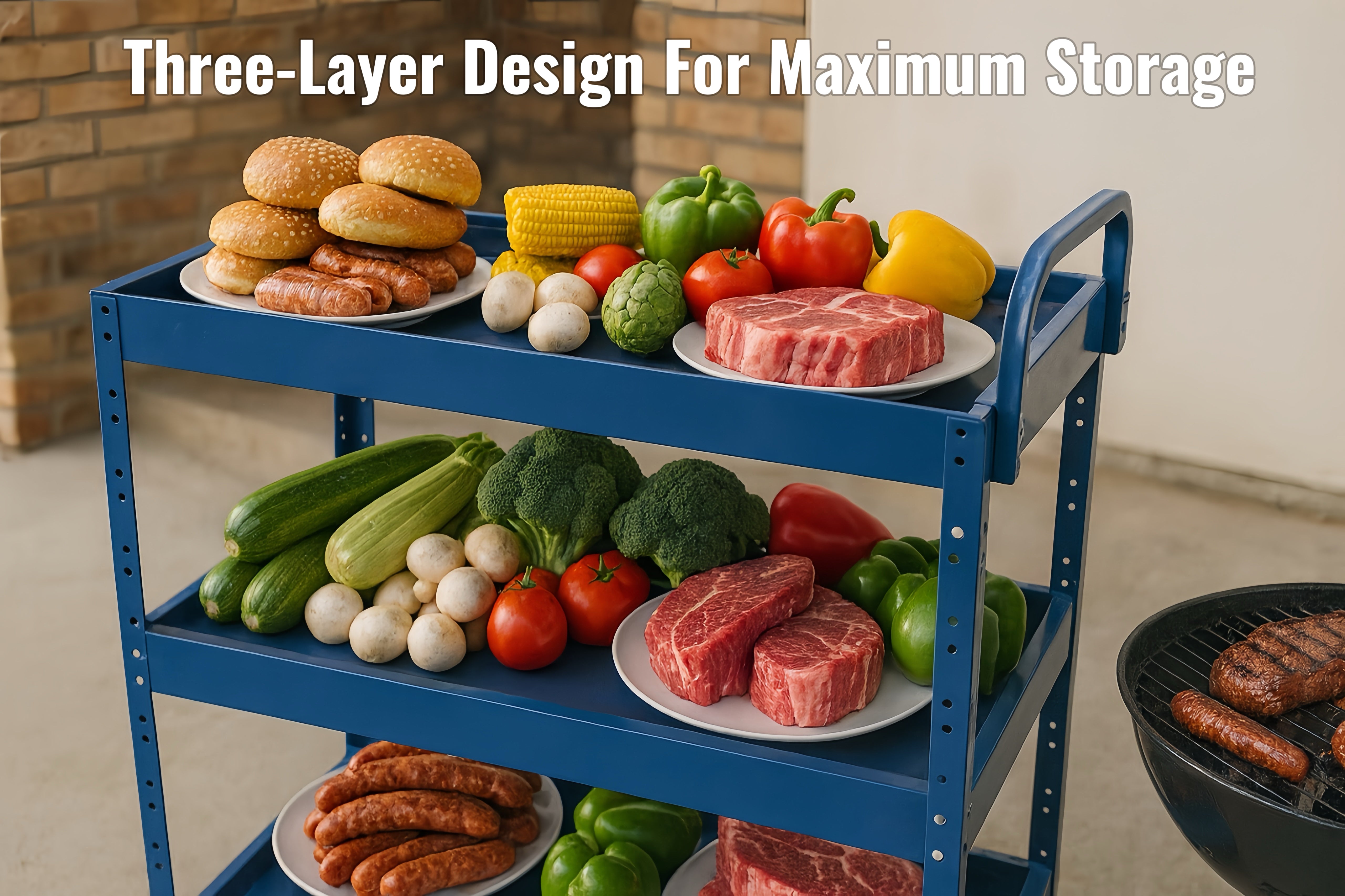 Three Layer Serving Trolley