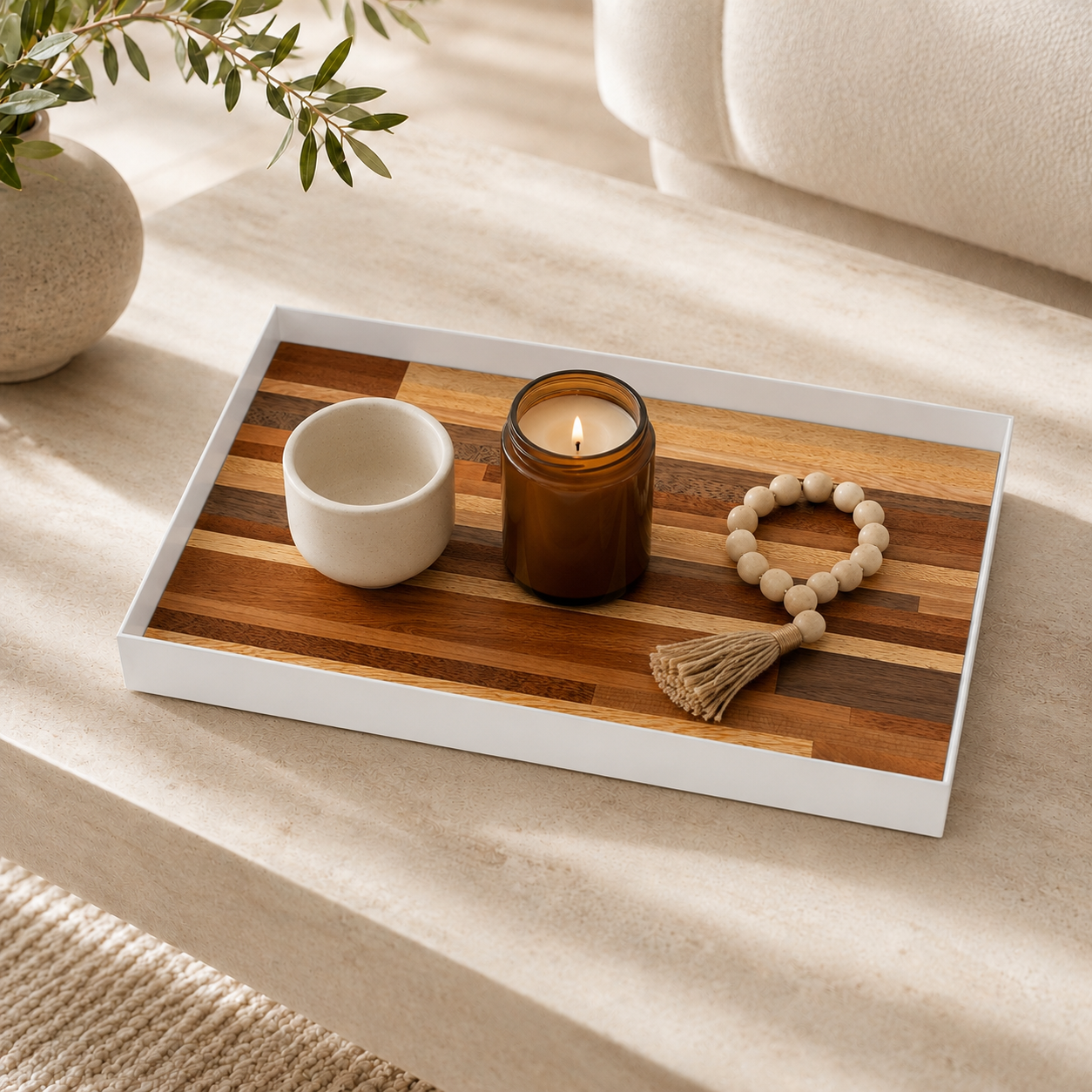 Large White: Classic Mosaic Serving Tray
