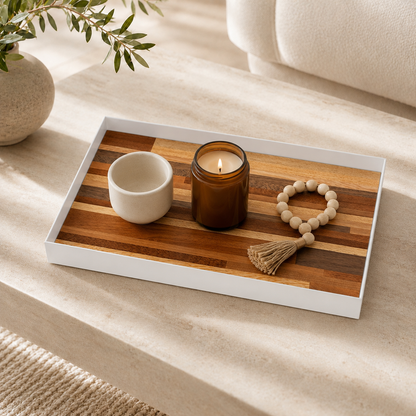 Large White: Classic Mosaic Serving Tray