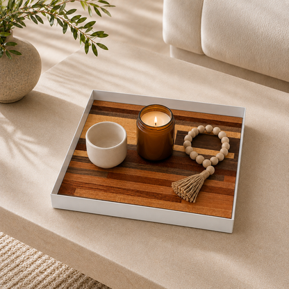 Small White: Square Mosaic Serving Tray