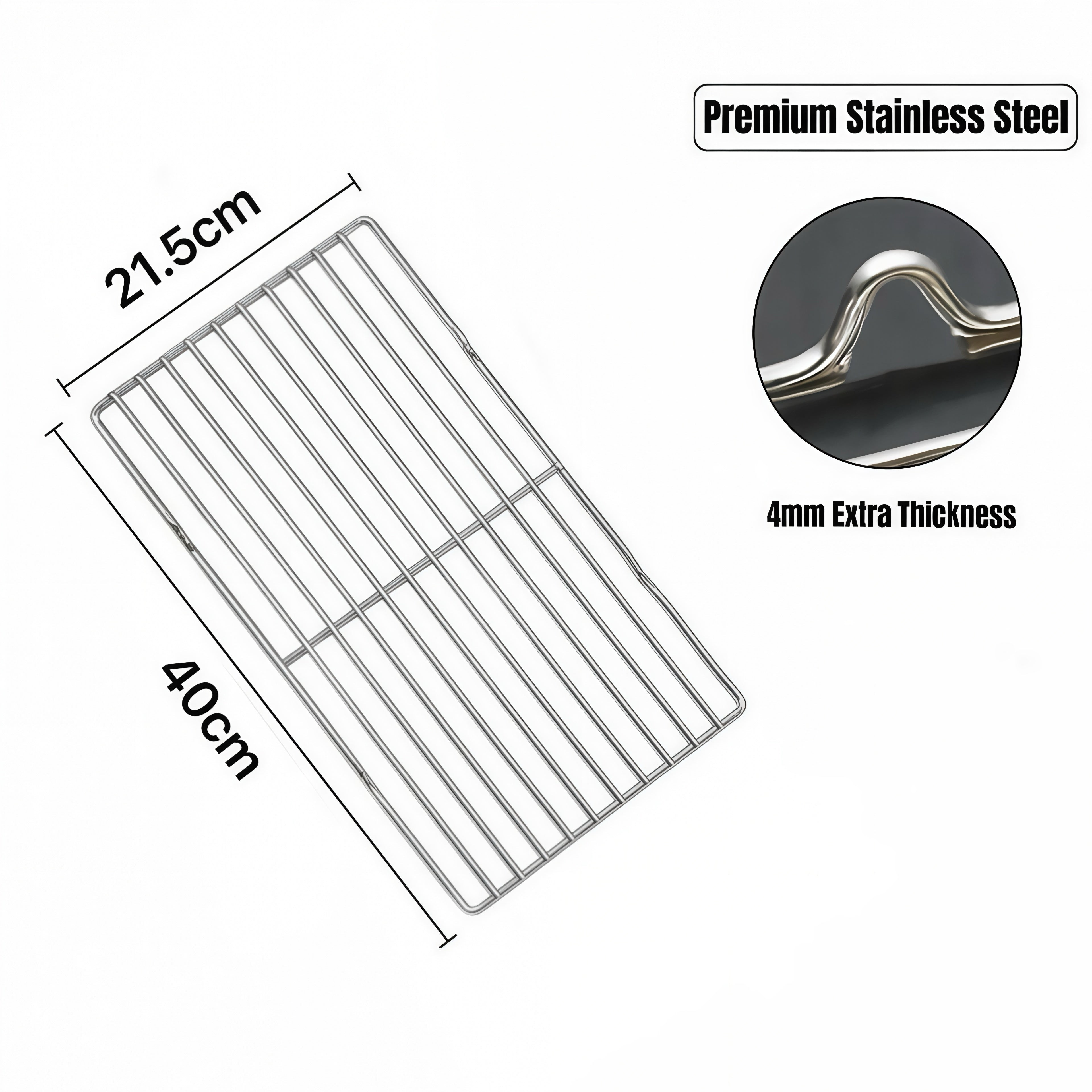 40cm x 21.5cm Stainless Steel BBQ Grate
