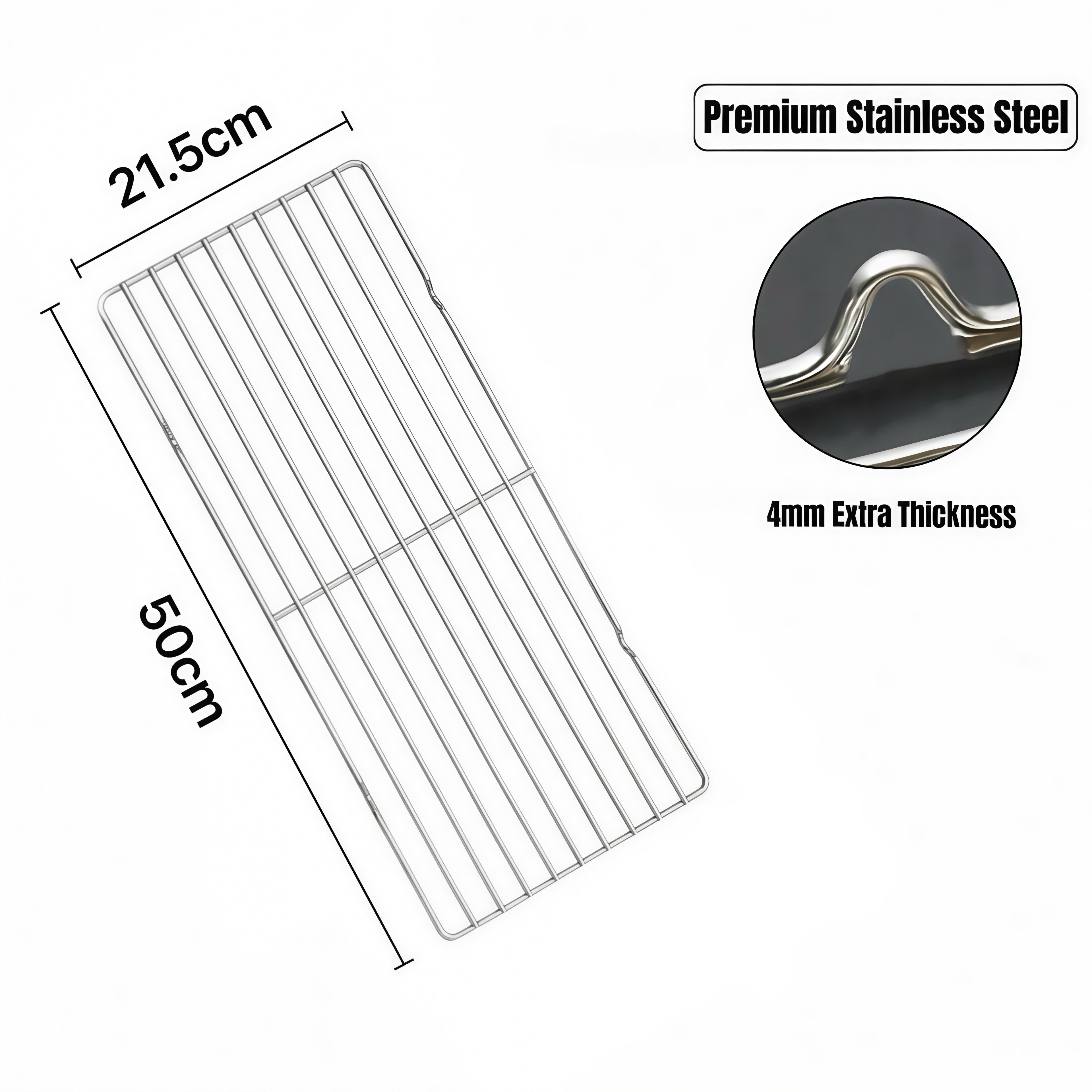 50cm x 21.5cm Stainless Steel BBQ Grate