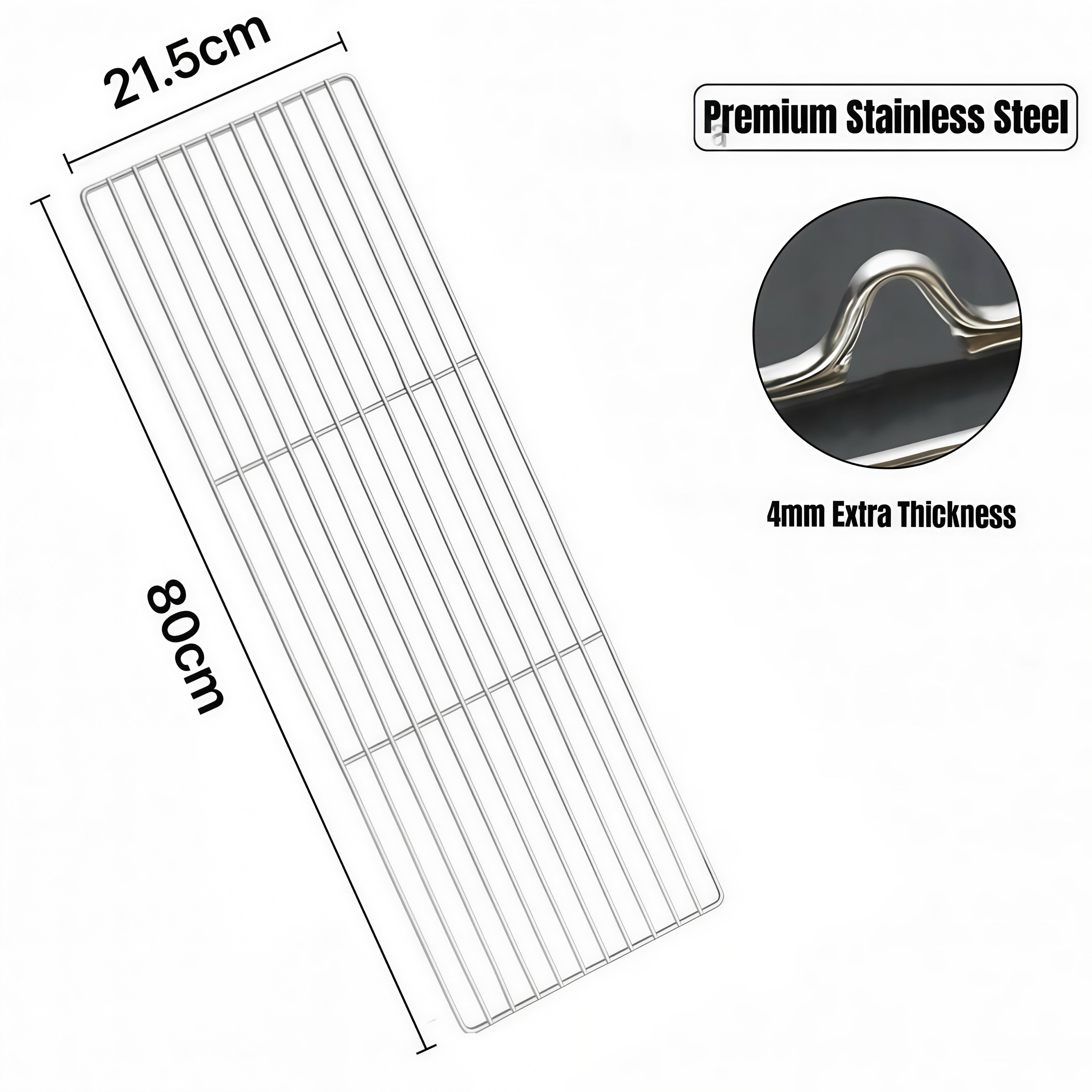 80cm x 21.5cm Stainless Steel BBQ Grate