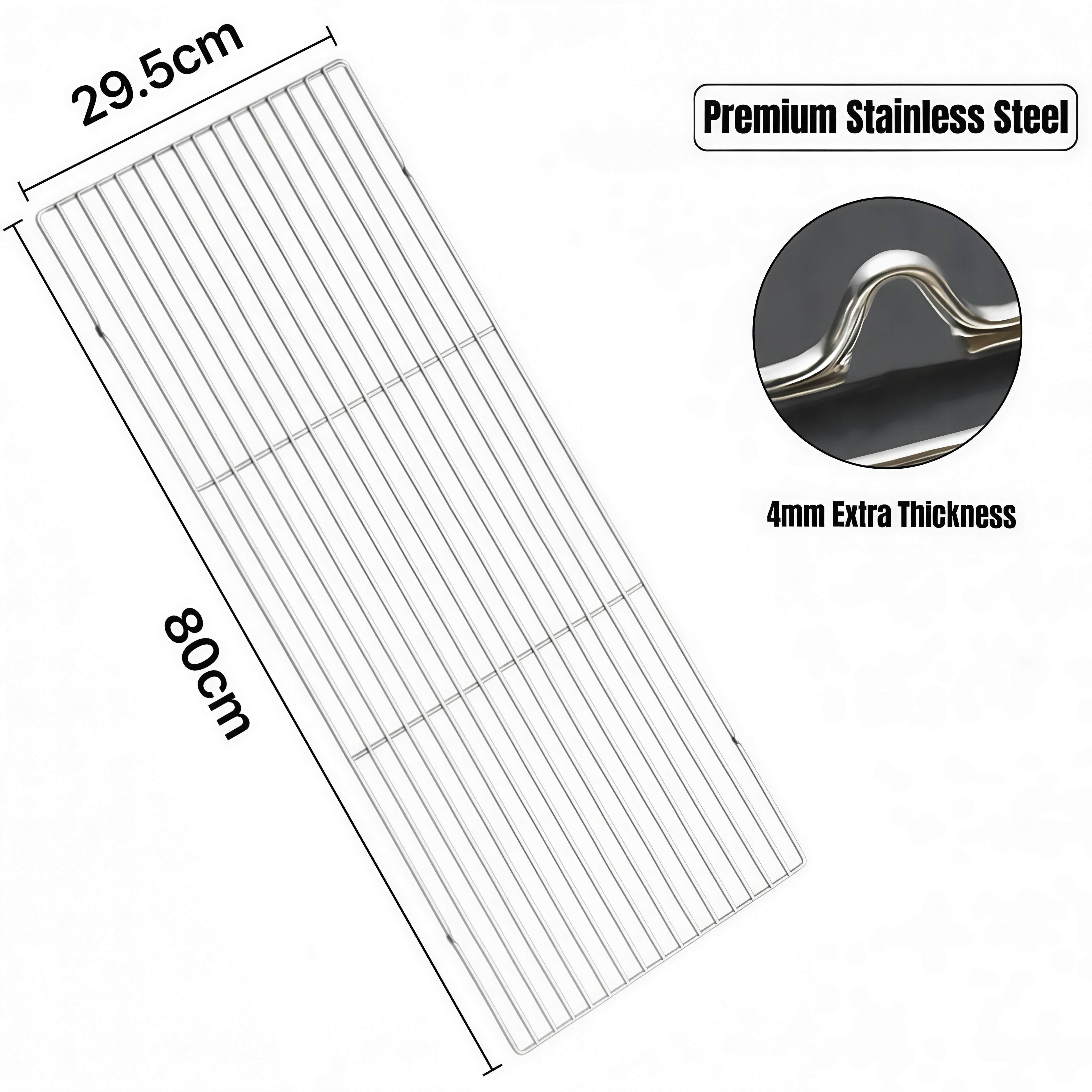 80cm x 29.5cm Stainless Steel BBQ Grate