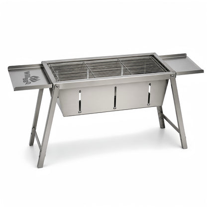 Ultra Compact Drop Open Stainless Steel Portable Grill With Folding Table (77.5cm * 26.5cm)