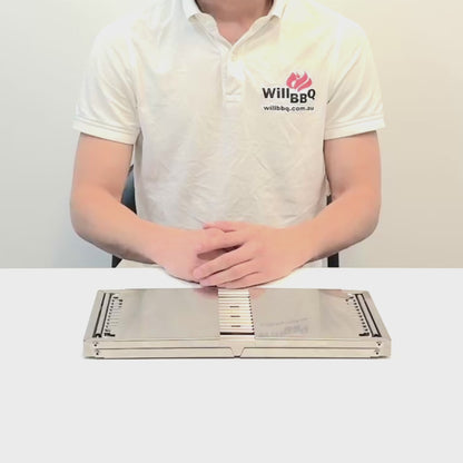 Ultra Compact Drop Open Stainless Steel Portable Grill With Folding Table (54cm * 17cm)