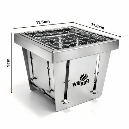 Ultra Compact Drop Open Stainless Steel Mini Grill (11.5cm * 11.5cm)